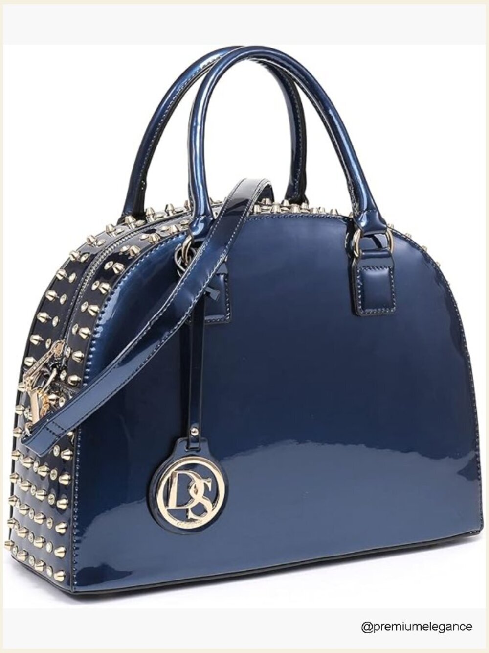 Patent Leather Dome Satchel Purse Work Tote Structured Shoulder Bag
